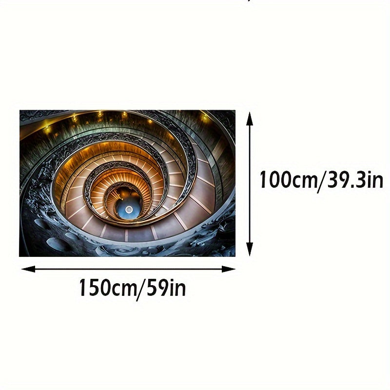 HighPeak Infinity Spiral rug featuring mesmerizing brown spiral staircase design with 3D optical illusion effect, 150x100cm