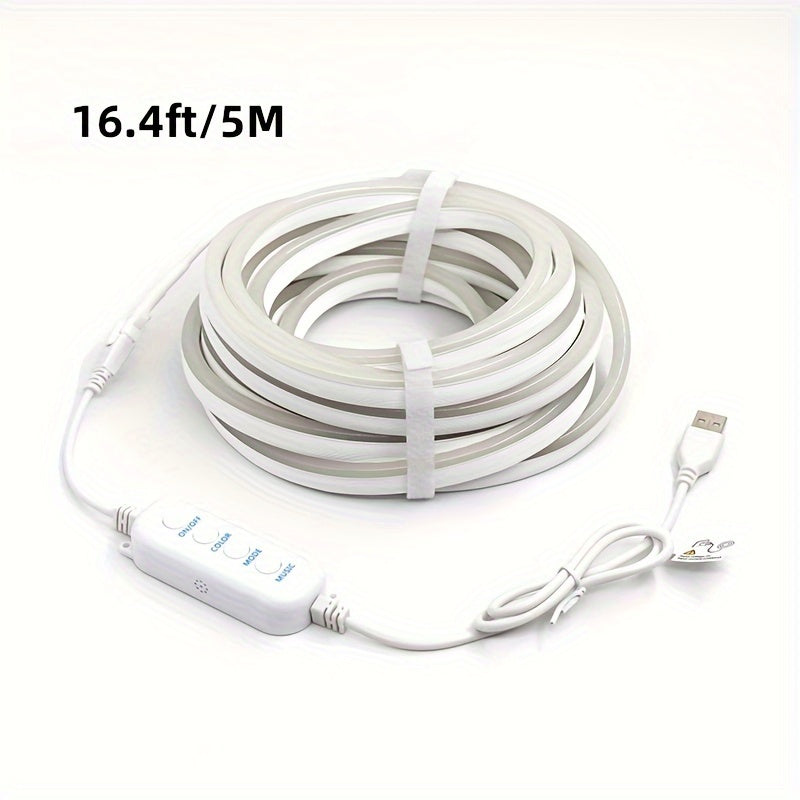 LED Lights Flex Edition - 16.4ft white flexible strip with USB controller for customizable lighting and home decor