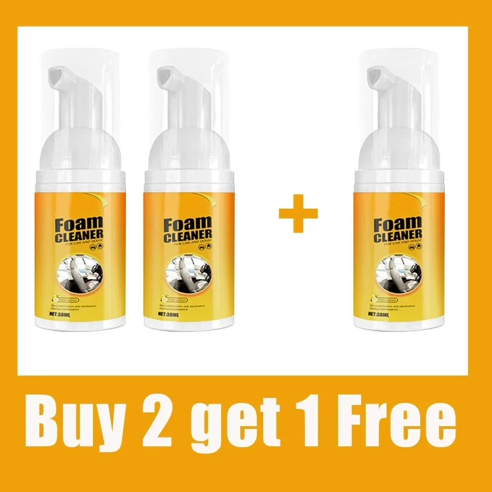 HighPeak FoamBlitz Cleaner foam spray trio with yellow labels for multi-surface cleaning and quick grime removal