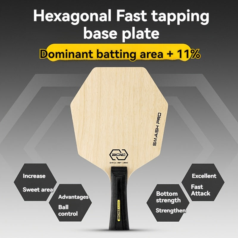 HexaEdge™ Ping Pong Paddle with hexagonal fast tapping base plate and 11% larger batting area by HighPeak.