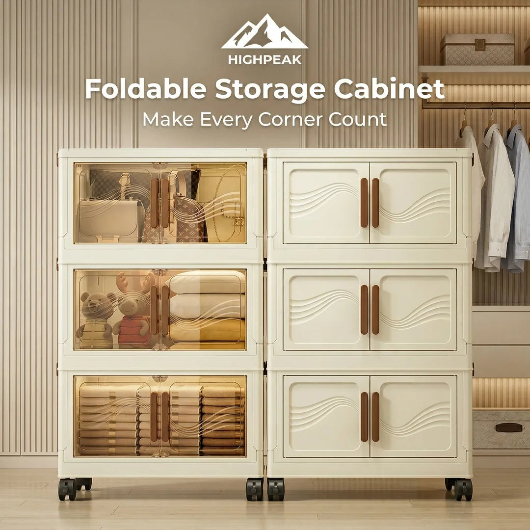 HighPeak Foldable Storage Cabinet Clear Door Home Organizer highpeak-foldable-storage-cabinet-clear-door-home-organizer