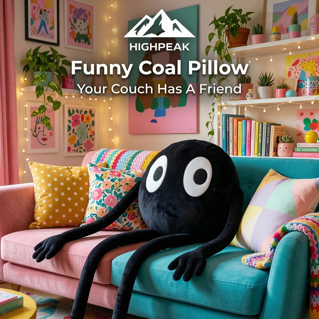 AiR Conditioning Pillow High ブラック4DXHigh HighPeak Funny Coal Pillow - Plush Long Arm Decorative Cushion