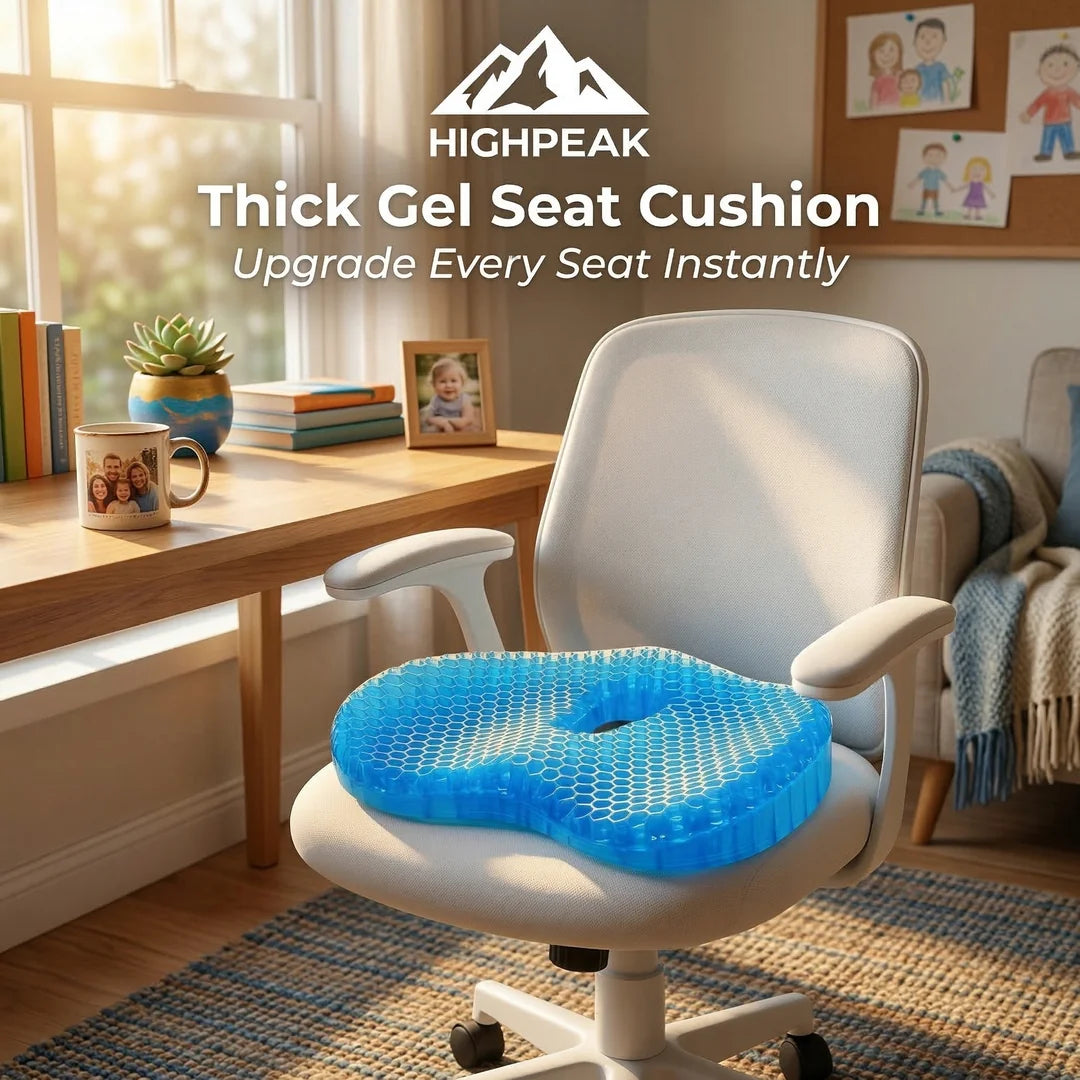 HighPeak Thick Gel Seat Cushion for Pressure Relief & Cooling Comfort