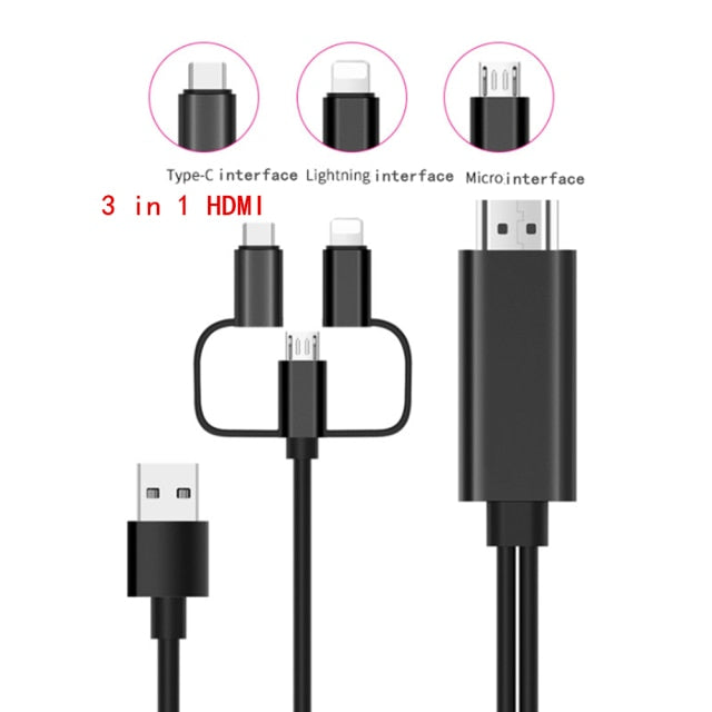iPhone/Andriod to HDMI Cable HighPeak 3 in 1
