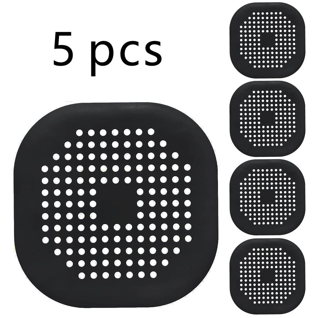 HighPeak DrainGuard™ pack of five black silicone drain covers with suction grips to catch hair and debris.