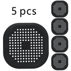 HighPeak DrainGuard™ pack of five black silicone drain covers with suction grips to catch hair and debris.