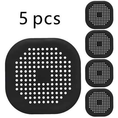 HighPeak DrainGuard™ pack of five black silicone drain covers with suction grips to catch hair and debris.