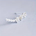 HighPeak Ear Climber Earrings in silver with sparkling rhinestones, curved design for a stylish, elevated look