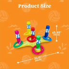 HighPeak 2-in-1 Inflatable Pool Toss Game with colorful rings and targets on orange background showing dimensions