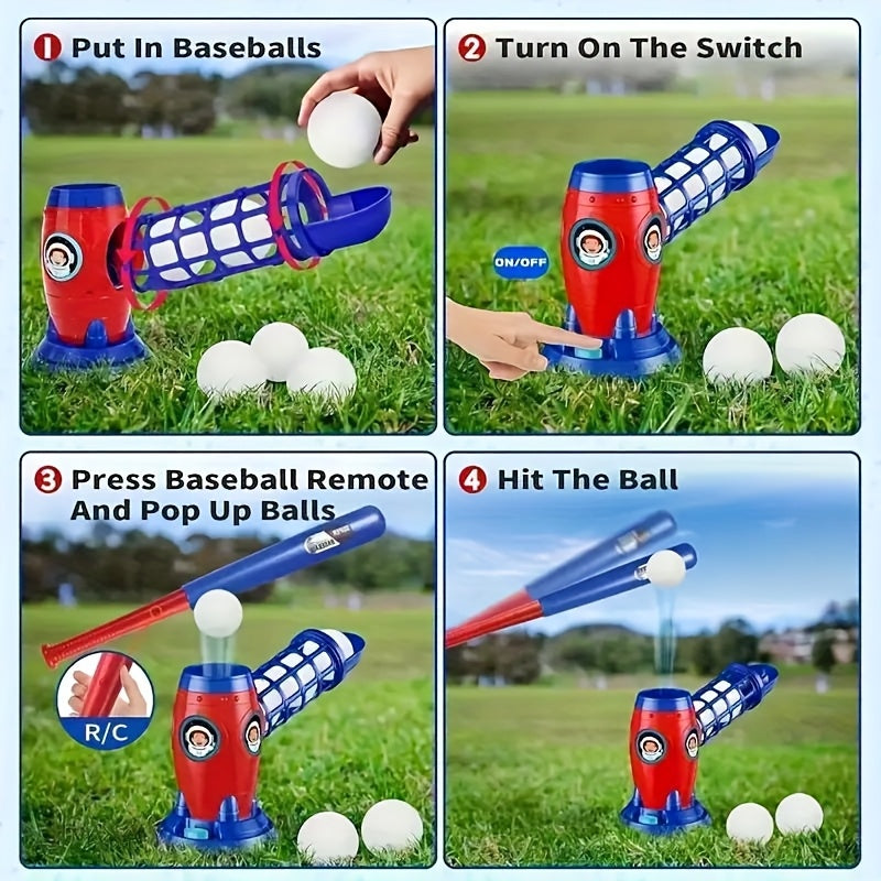 Baseball Simple Machine HighPeak Kids Automatic Baseball Machine Toy with 10 Balls Sports Set