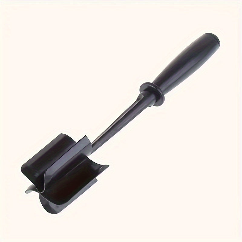 HighPeak GrindGrip™ manual meat grinder with black one-piece handle and curved 5-blade head for perfect ground beef.