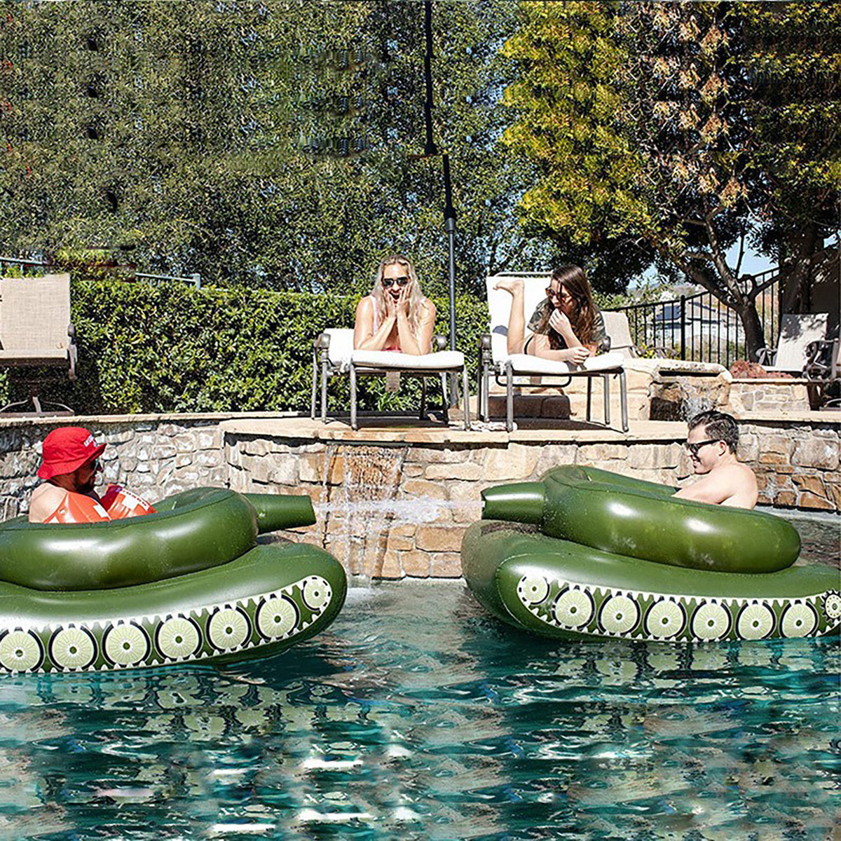 HighPeak Tank Pool Float – Inflatable Water Raft with Spray Cannons