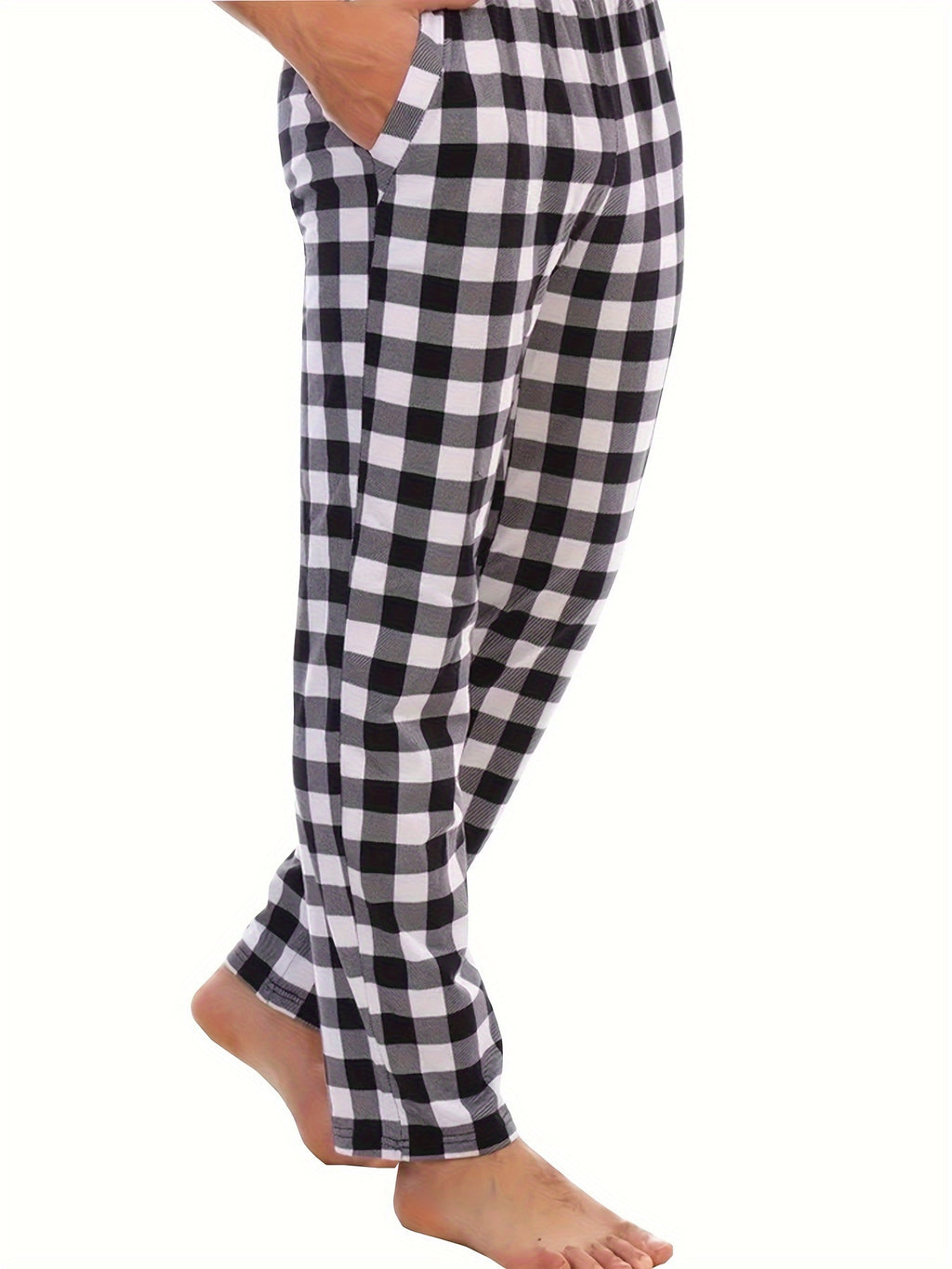 HighPeak Modern Pajama Pants (3-Pack) in black and white plaid with drawstring waist and side pockets for all-day comfort and style