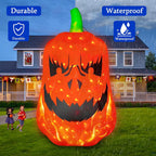 12FT Inflatable Jack-O’-Lantern outdoor display demonstrating waterproof polyester fabric