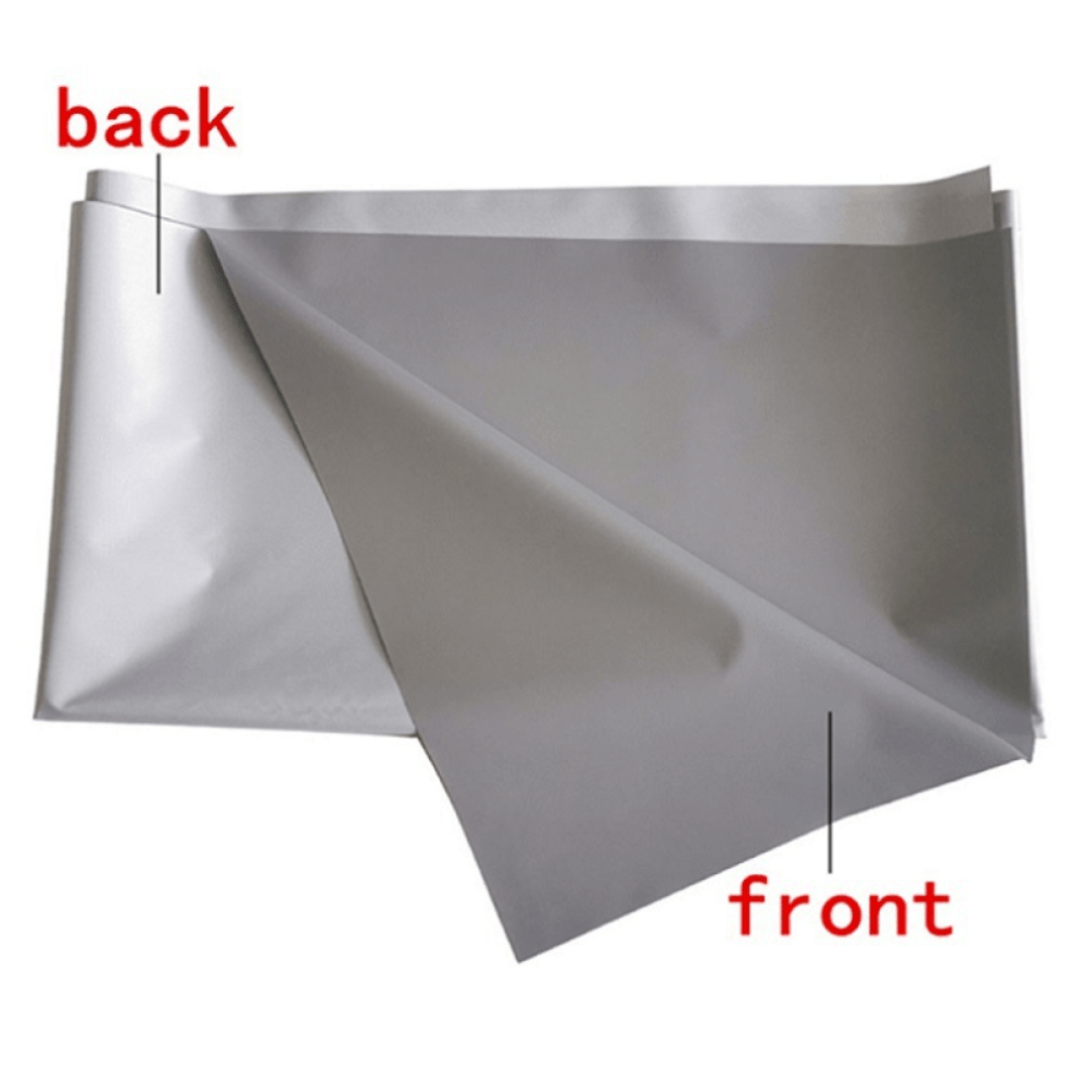 HighPeak ClarityBoost Projector Screen showing front anti-glare surface and back side of wrinkle-free PET fabric material