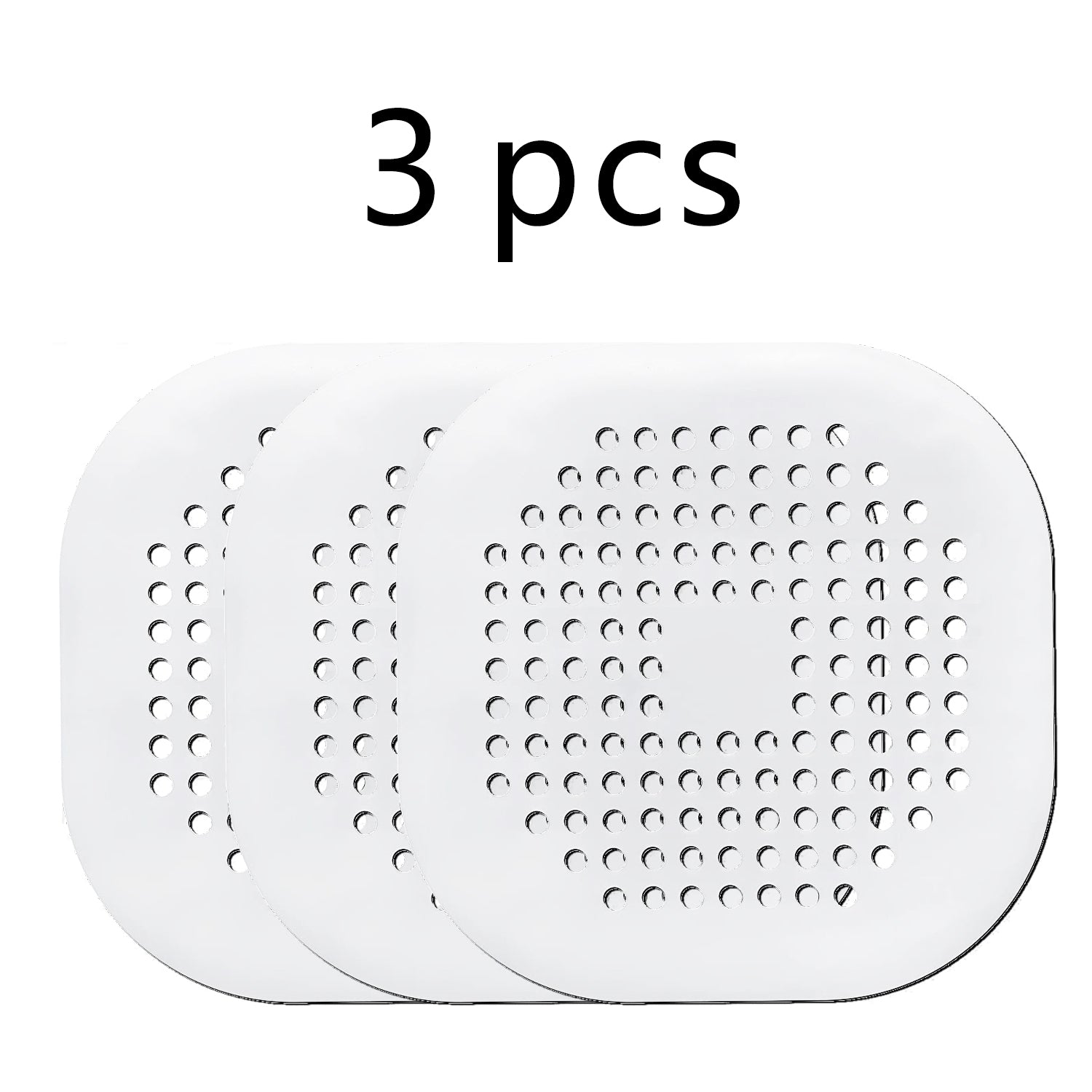 HighPeak DrainGuard™ pack of three flexible white silicone drain covers with suction grip for clog prevention.