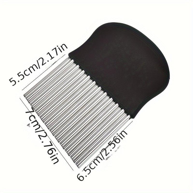 HighPeak WaveBlade™ Crinkle Cutter Knife with black non-slip handle and stainless steel wavy blade, compact kitchen tool.