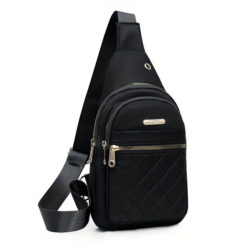 HighPeak Crossbody Bag in black with quilted front pocket and adjustable strap, compact and lightweight for daily use