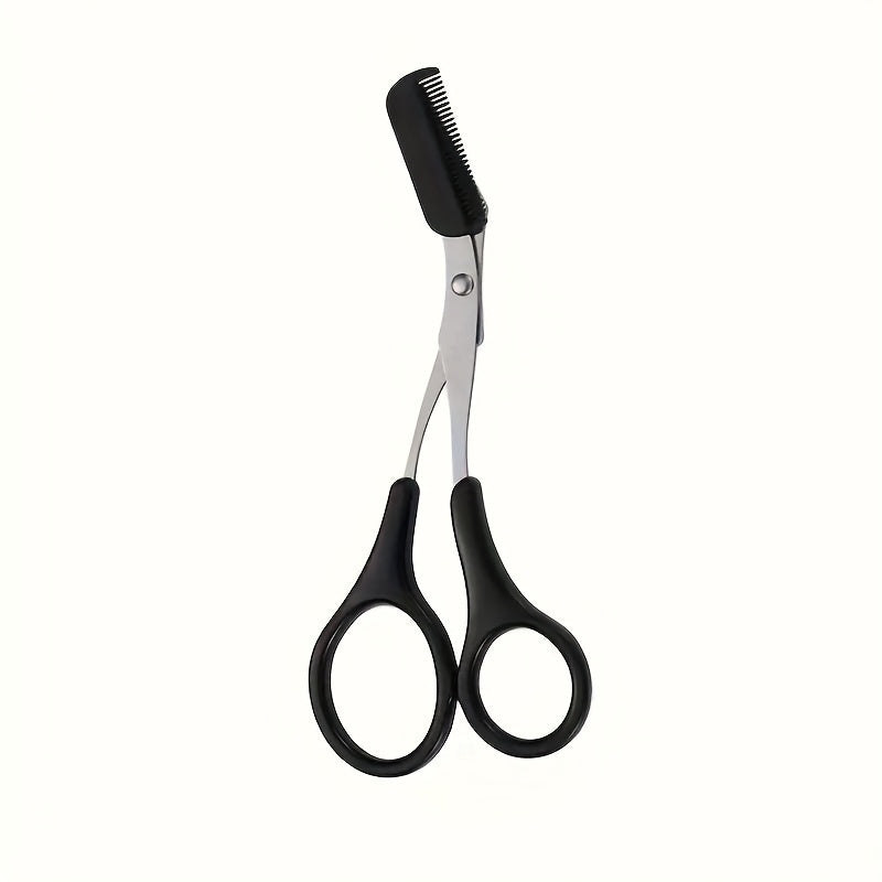 BrowCraft™ Eyebrow Trimming Scissors with built-in comb and black handles by HighPeak for precise brow grooming