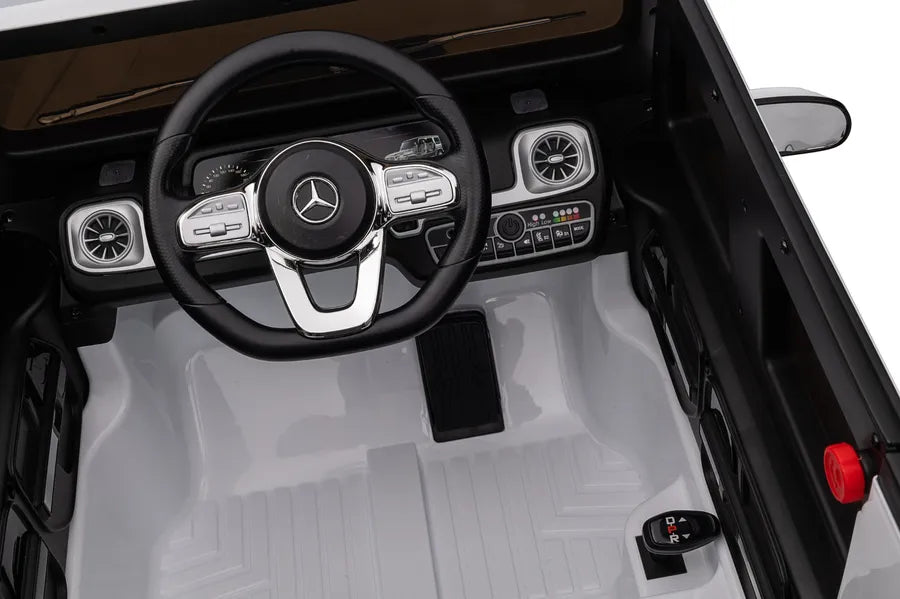 Driveable Mercedes-Benz Car interior with high-detail black steering wheel, dashboard, pedals, and control panel by HighPeak.