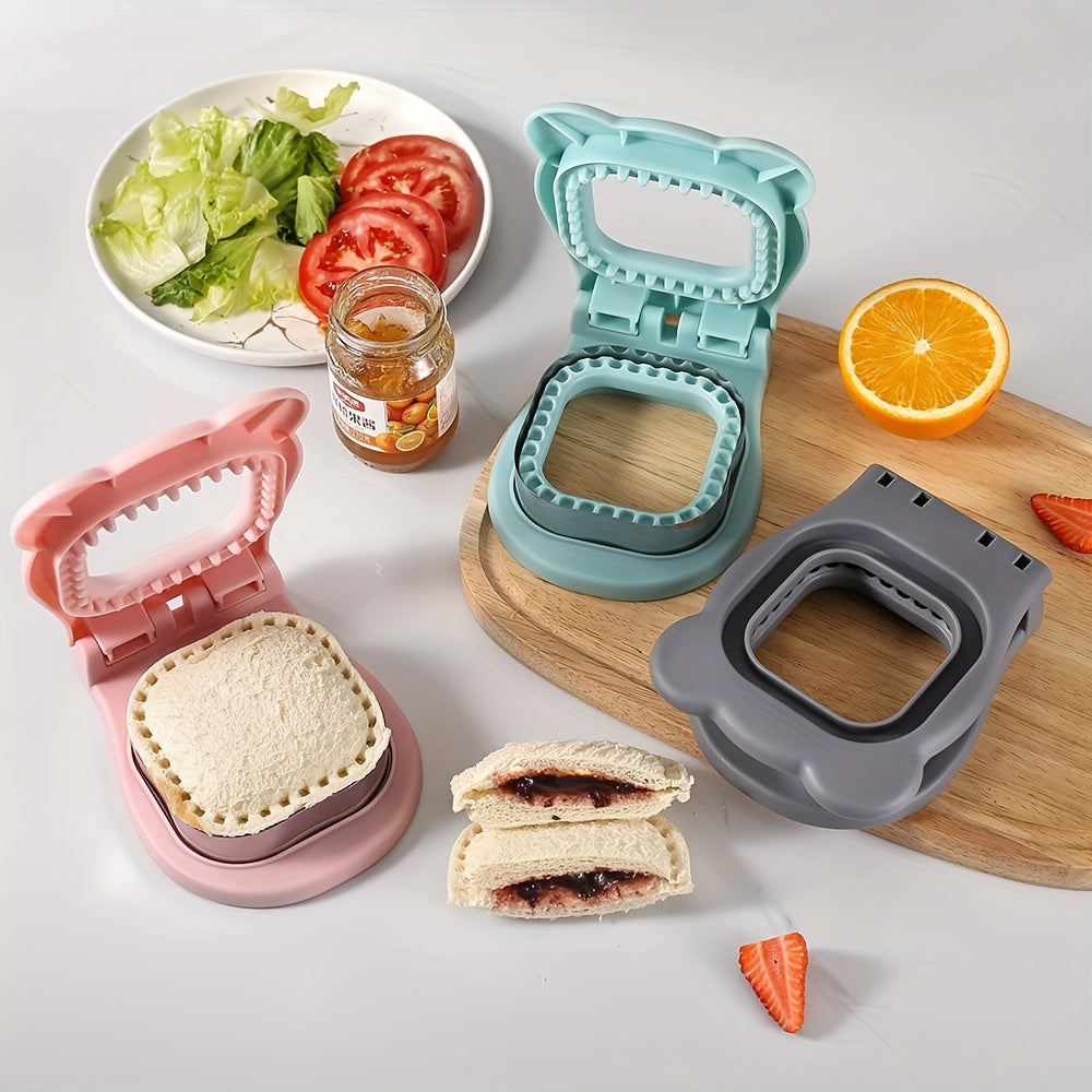 SnackSeal™ DIY Sandwich Cutter in pastel colors cutting and sealing crust-free sandwich pockets by HighPeak