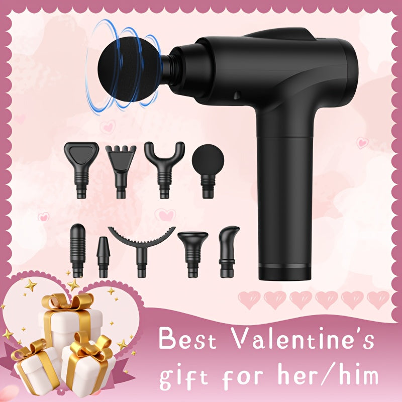 PulsePro™ Deep Tissue Massage Gun in black with 10 attachments and quiet, powerful cordless design by HighPeak