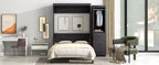 HighPeak Foldable Cabinet Bed in sleek gray with built-in wardrobe and drawers in a modern minimalist bedroom setting.