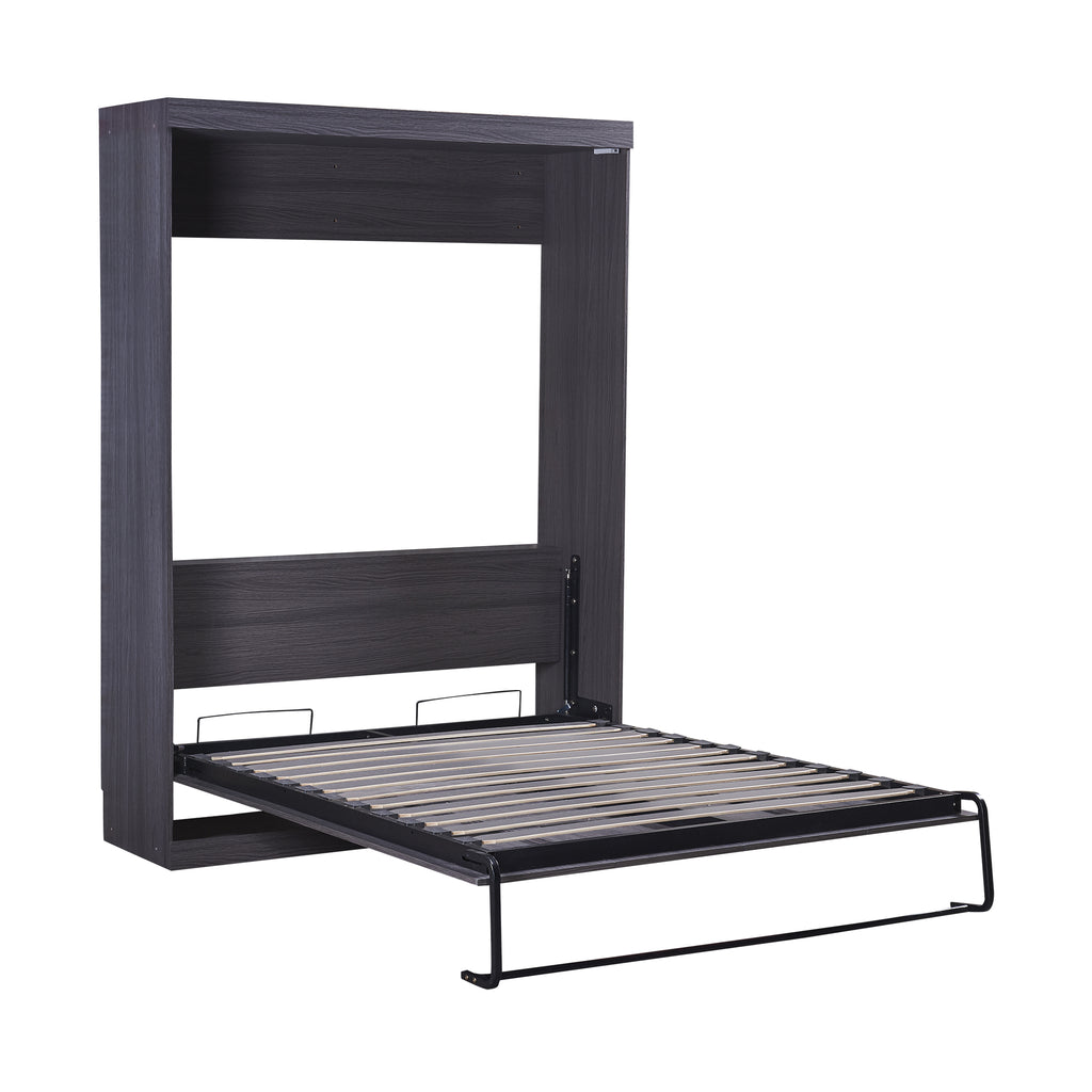 HighPeak Foldable Cabinet Bed in sleek gray with metal frame and wooden slats partially unfolded for small space living.