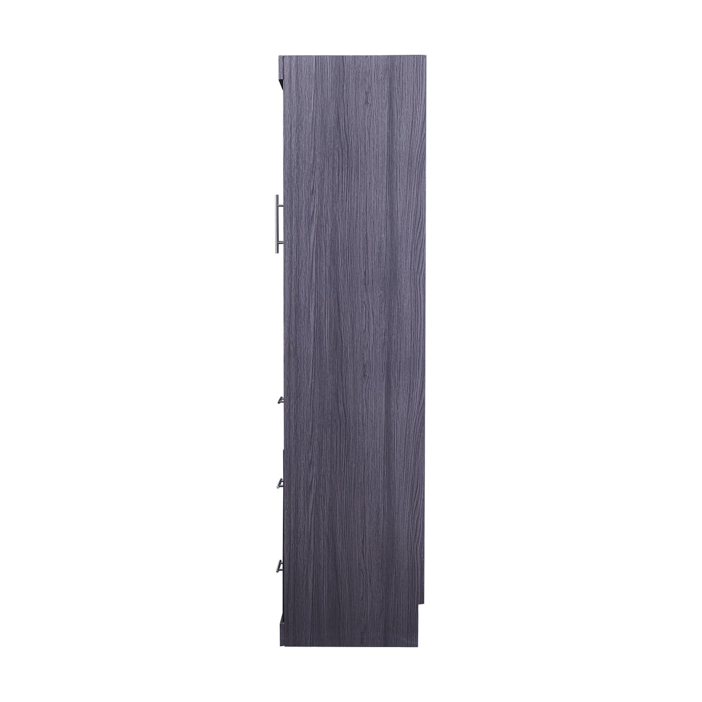 HighPeak Foldable Cabinet Bed in sleek gray wood finish, closed view showcasing slim space-saving design.