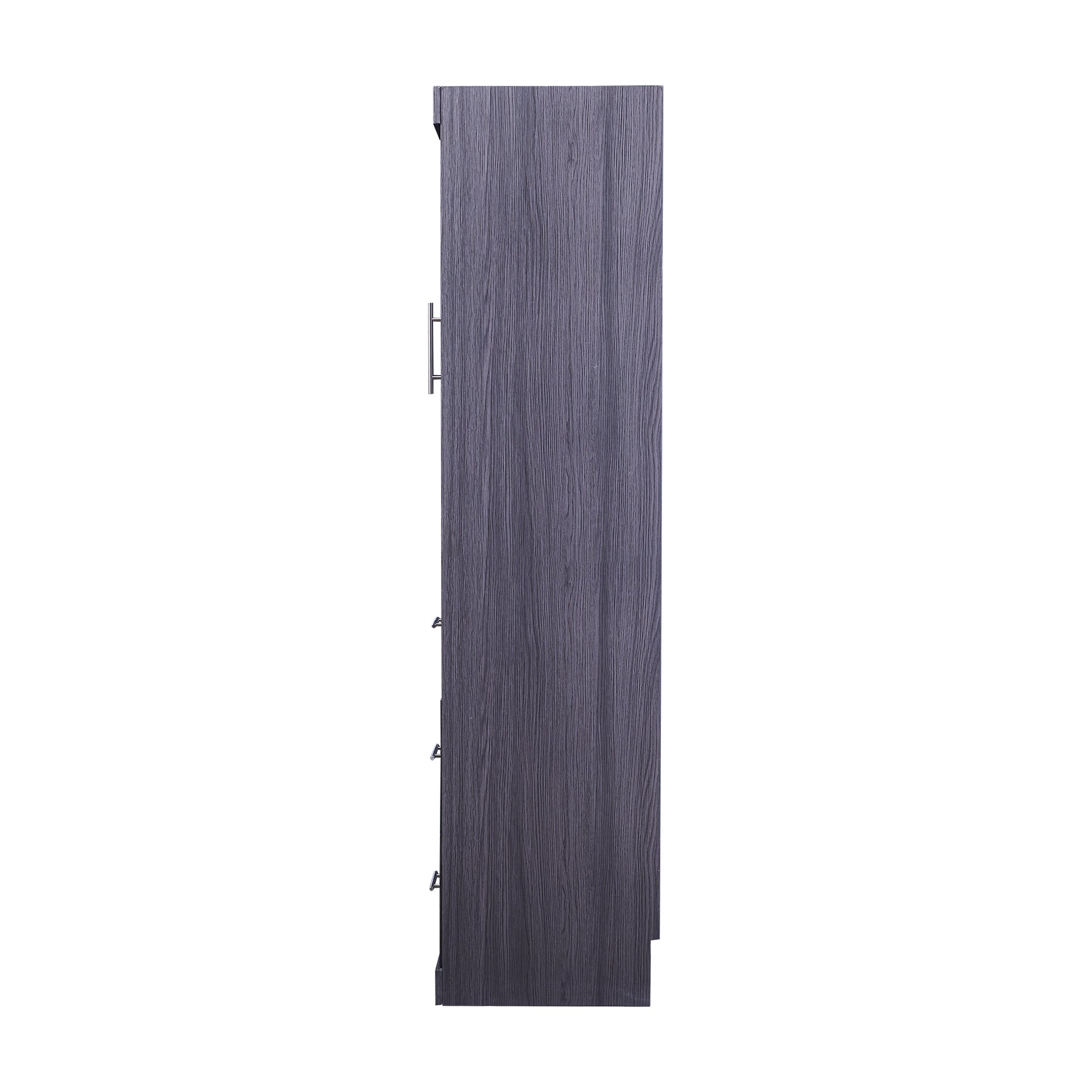 HighPeak Foldable Cabinet Bed in sleek gray wood finish, closed view showcasing slim space-saving design.