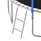 HighPeak Trampoline with Playground featuring a sturdy silver ladder and steel frame for safe backyard fun and active play.