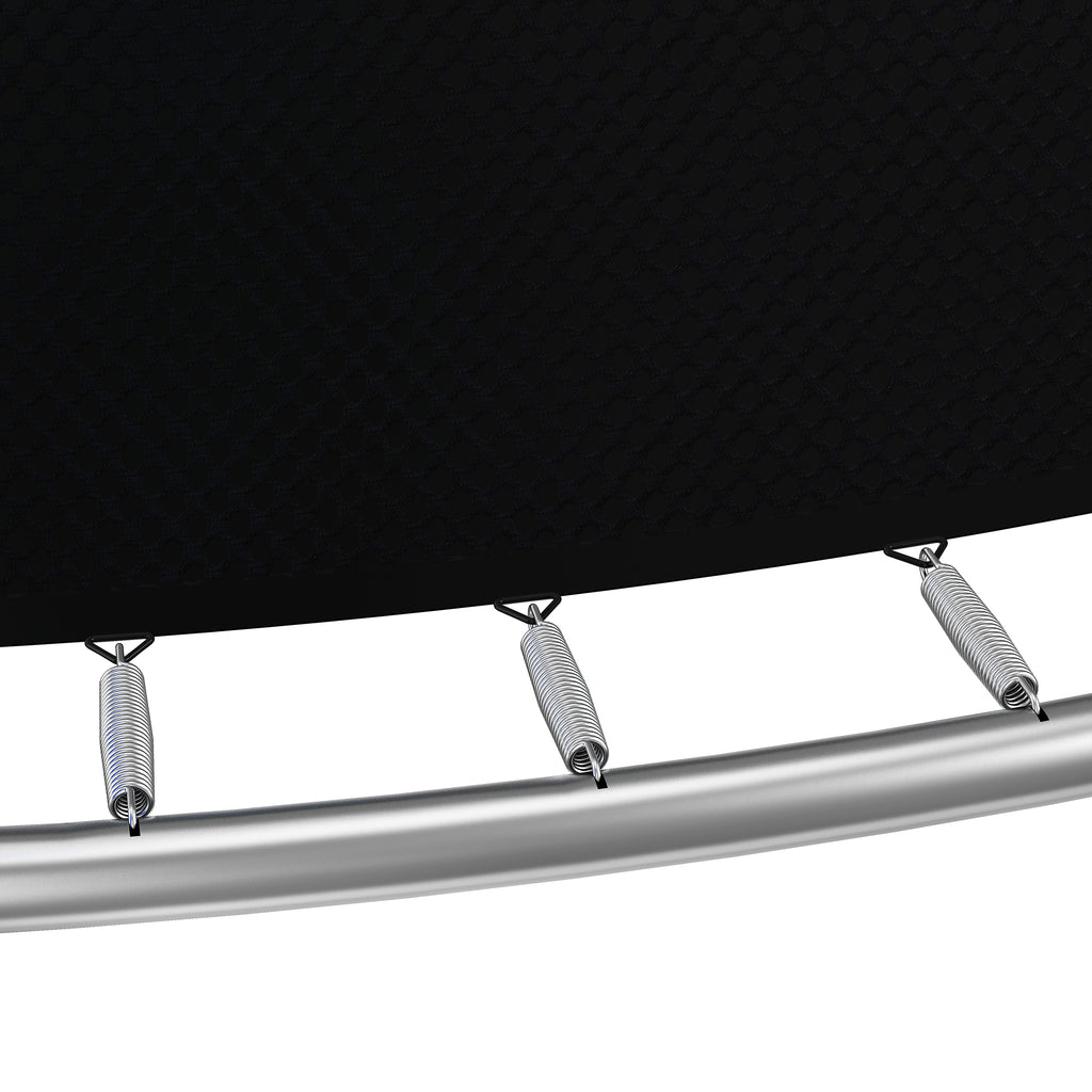 HighPeak Trampoline with Playground close-up of steel frame and trampoline springs in silver and black design