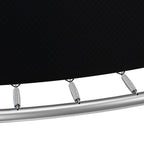 HighPeak Trampoline with Playground close-up of steel frame and trampoline springs in silver and black design