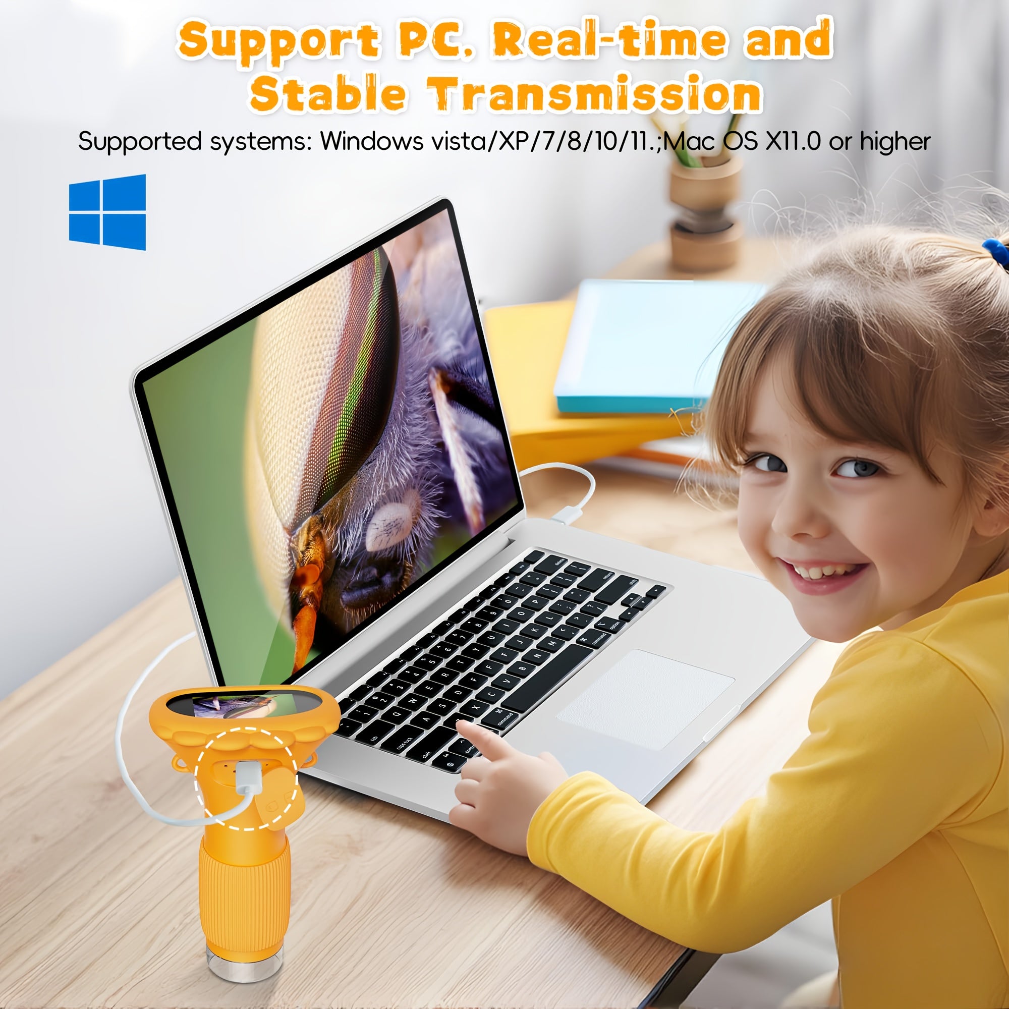 HighPeak Kids Digital Microscope – IPS Screen, 8 LED, Photo & Video