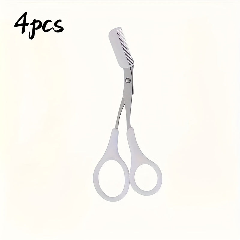 HighPeak BrowCraft™ eyebrow trimming scissors with built-in comb and white handles for precise grooming