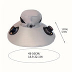 HighPeak Cooling Fan Sun Hat in light gray with dual black fans and adjustable brim for outdoor sun protection and cooling breeze