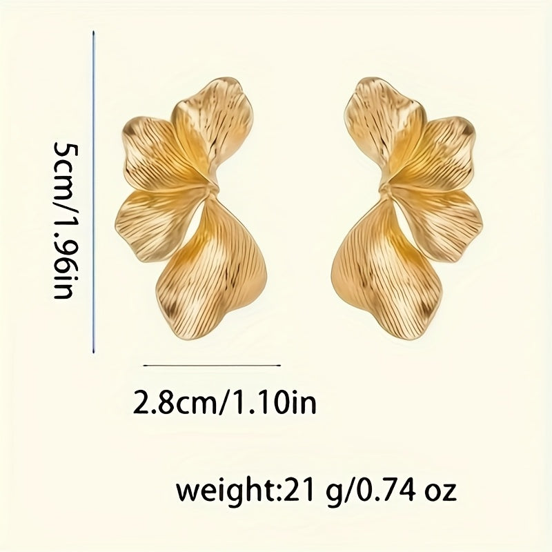 HighPeak Exaggerated Petal Earrings in textured copper with bold 3D petals, lightweight and sculptural for statement style
