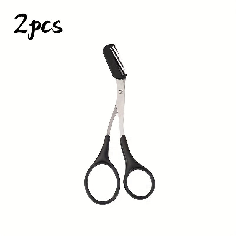 HighPeak BrowCraft™ Eyebrow Trimming Scissors with built-in black comb and sharp stainless steel blades on white background