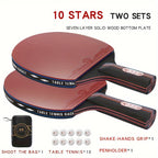 SmashPro™ Ping Pong Racket Set with dual grip styles, 7-layer wood blades, competition rubber, 10 balls, and carry bag by HighPeak