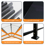 HighPeak Metal Carport steel tubes, smooth drainage roof, reinforced frame, and base design for durable all-season protection