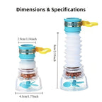 360° Rotating Faucet Extenders dimension diagram showing top width, outlet width and extended section.