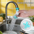 360° Rotating Faucet Extenders hand-adjusted flexible section directing a shower-style stream toward dishes.