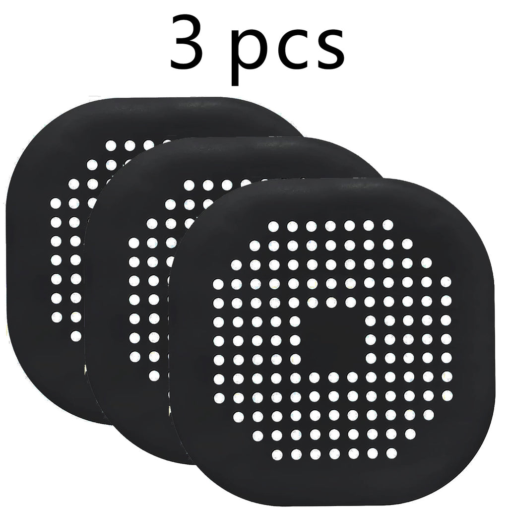 HighPeak DrainGuard™ pack of three black silicone drain covers with suction grip and perforations for hair and debris trapping