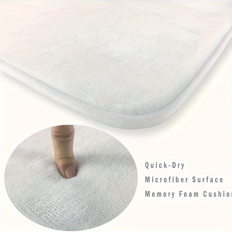 3D Optical Illusion Doormat with quick-dry microfiber surface and memory foam cushioning showing comfort pressure test in white