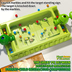 VeggieBlasters™ - Battle Arena green game board with colorful marbles and monster targets in action-packed play by HighPeak.