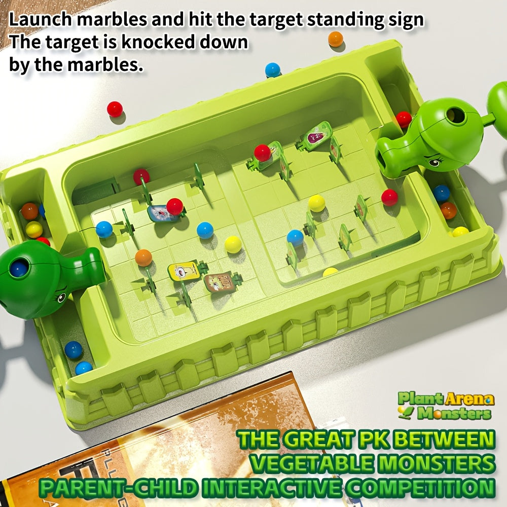 VeggieBlasters™ - Battle Arena green game board with colorful marbles and monster targets in action-packed play by HighPeak.