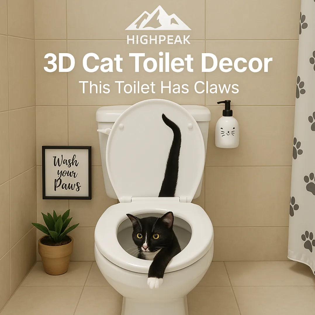 3D Cat Toilet Decor