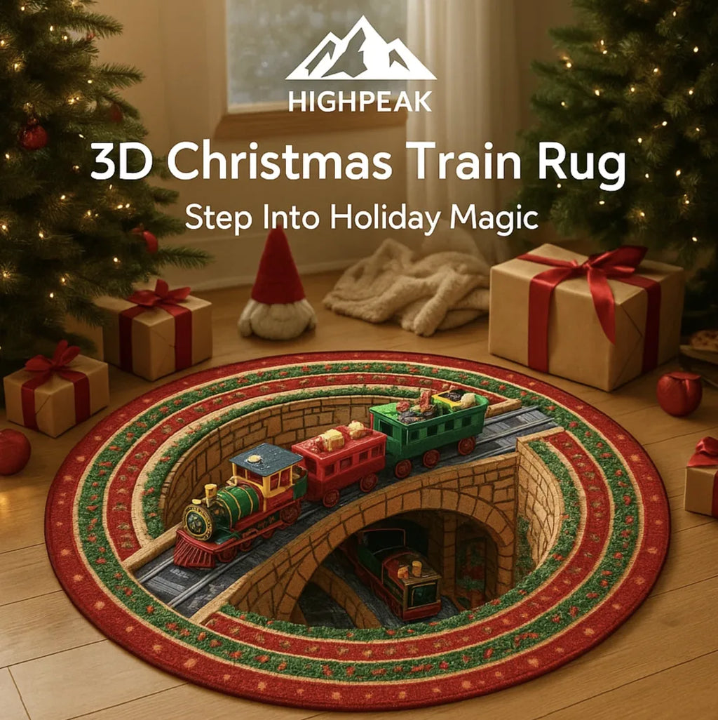 3D Christmas Train Rug