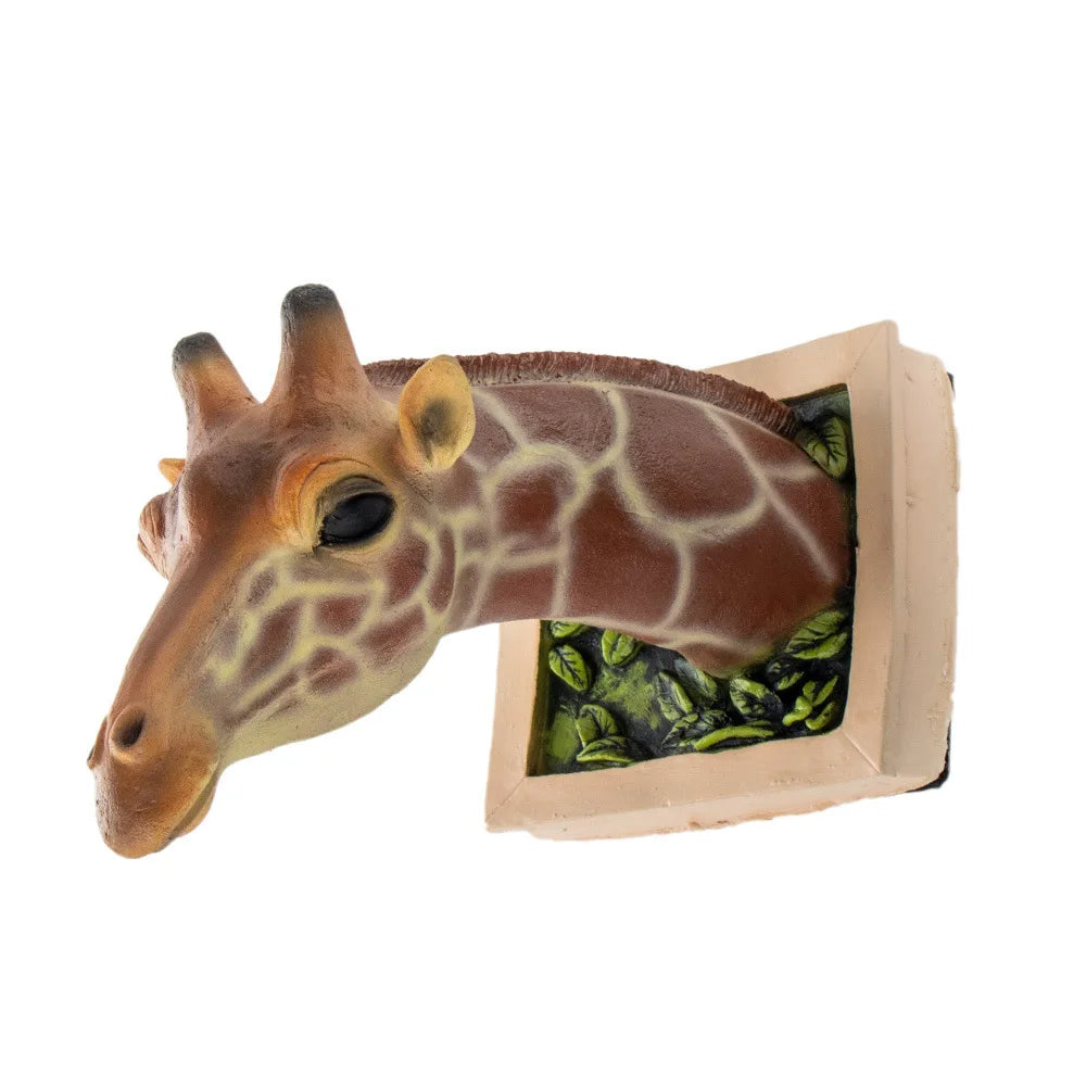 3D Giraffe Wall Sculpture side profile on white, showing the projecting neck and pale frame.