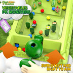 VeggieBlasters™ - Battle Arena green marble launcher with colorful marbles and vegetable monster targets on game board by HighPeak